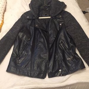 Faux Leather/ Sweatshirt Jacket